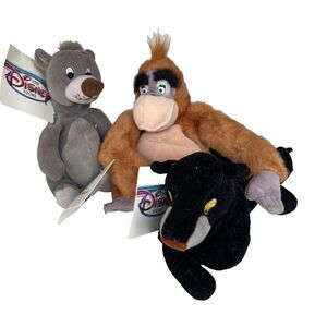 Disney Store Jungle Book Beanbag Plush Lot 3 King Louie Baloo Bagheera VTG 90s